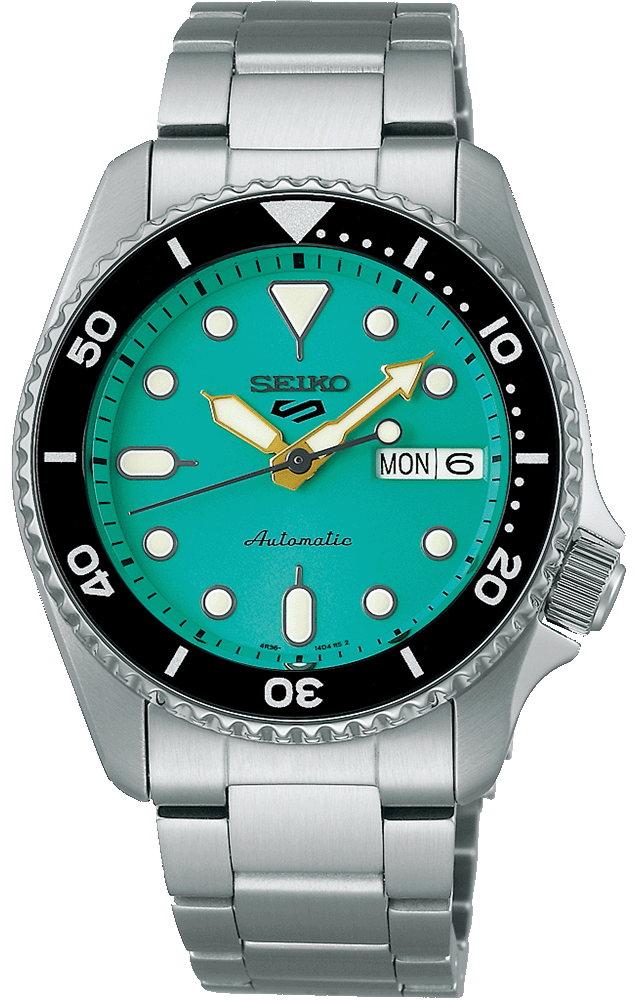 Seiko 5 Sports SKX Midi Automatic Teal Dial Silver Steel Strap Watch For Men - SRPK33K1 - Image 6